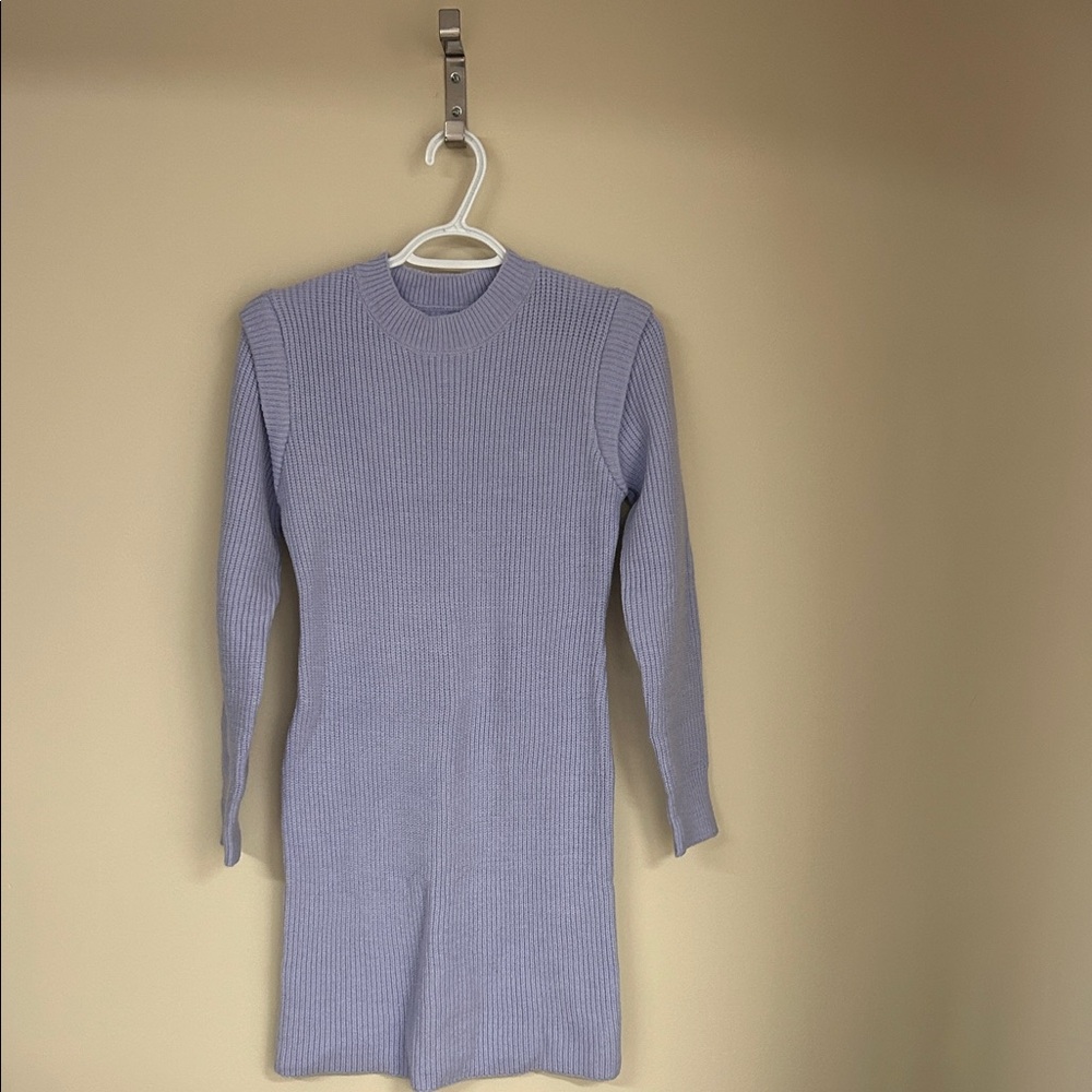 Chic Long Sleeve Knit Dress in Light Purple